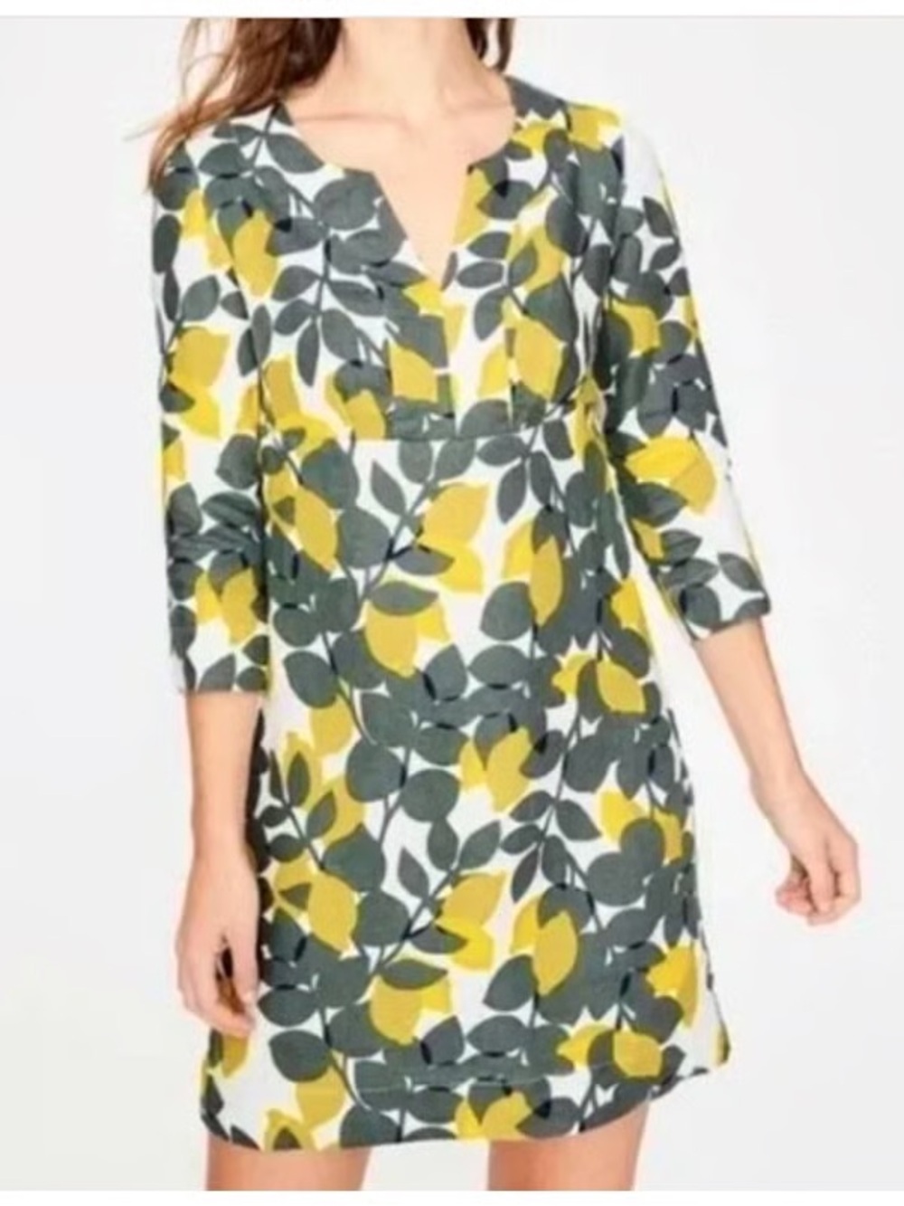 Boden 100% linen lemon print dress